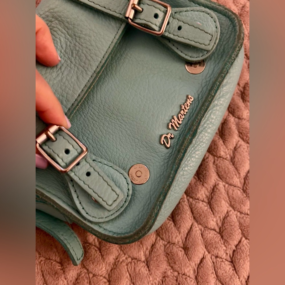 Dr. Martens Teal Green Genuine Leather Crossbody Saddle BAG Satchel - Picture 10 of 14